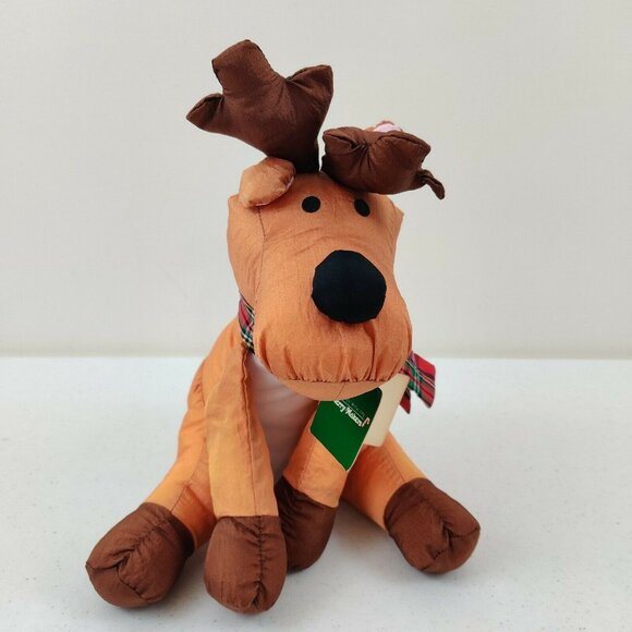Gibson Greetings Plush Nylon REINDEER XMAS Stuffed Animal Soft Toy VTG 1993 Tag - Picture 2 of 11